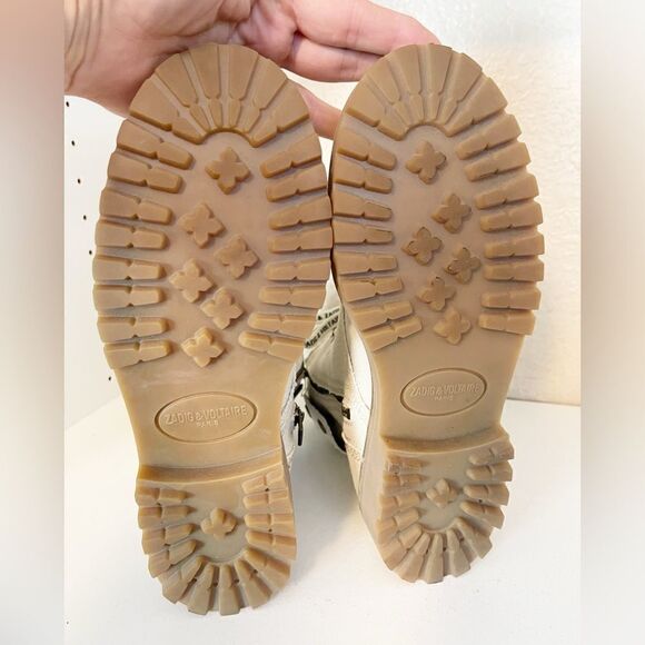 Zadig & Voltaire Joe Canvas military boots in color flash in cream New. 39/8 - Picture 12 of 16